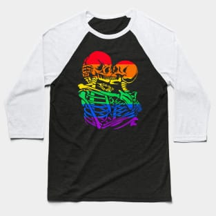 Gay Couple Skeletons Kissing LGBT Pride Baseball T-Shirt